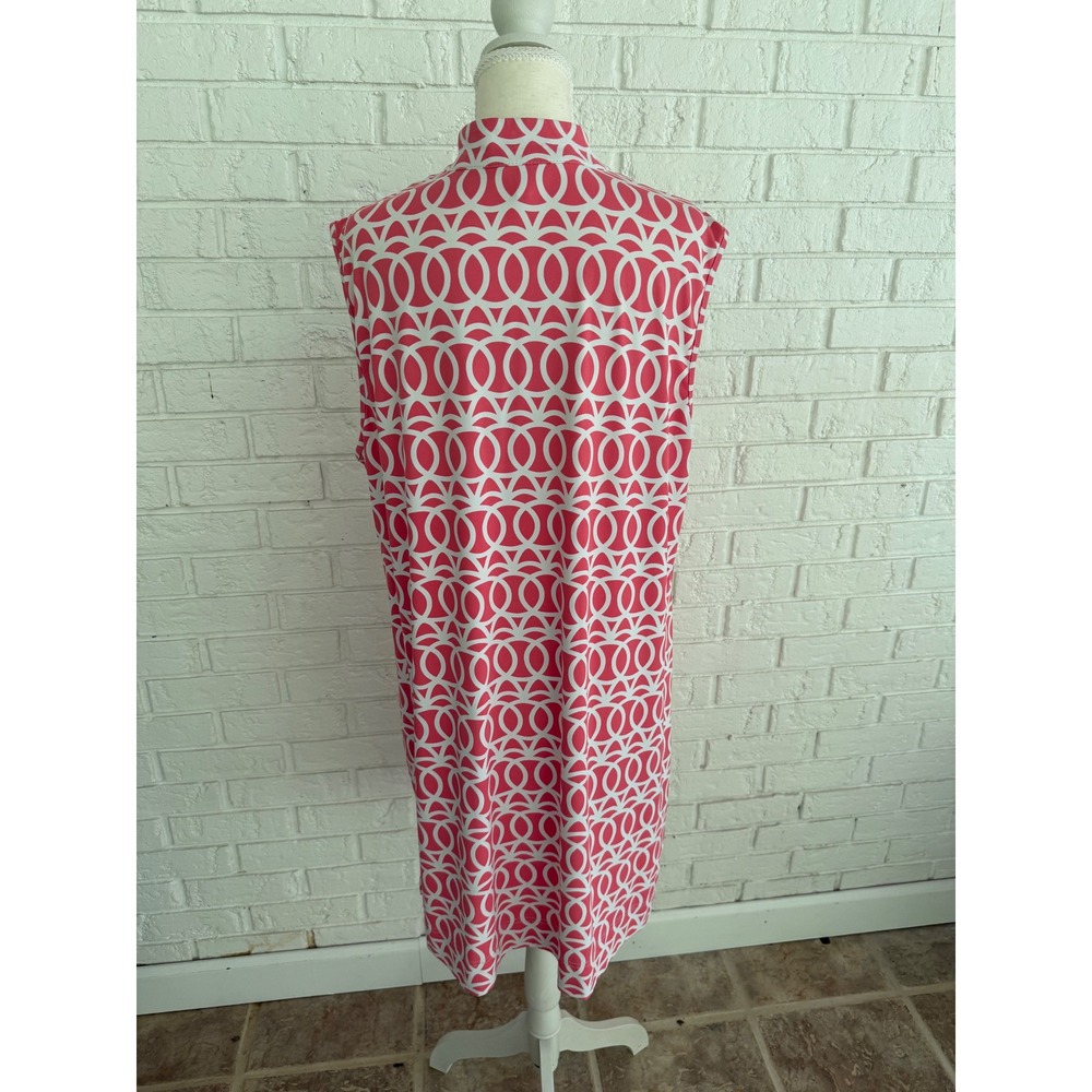 Lulu-B Dress Womens 1X Pink Excellent Sleeveless Geometric Split Neck Pocket - Picture 4 of 8
